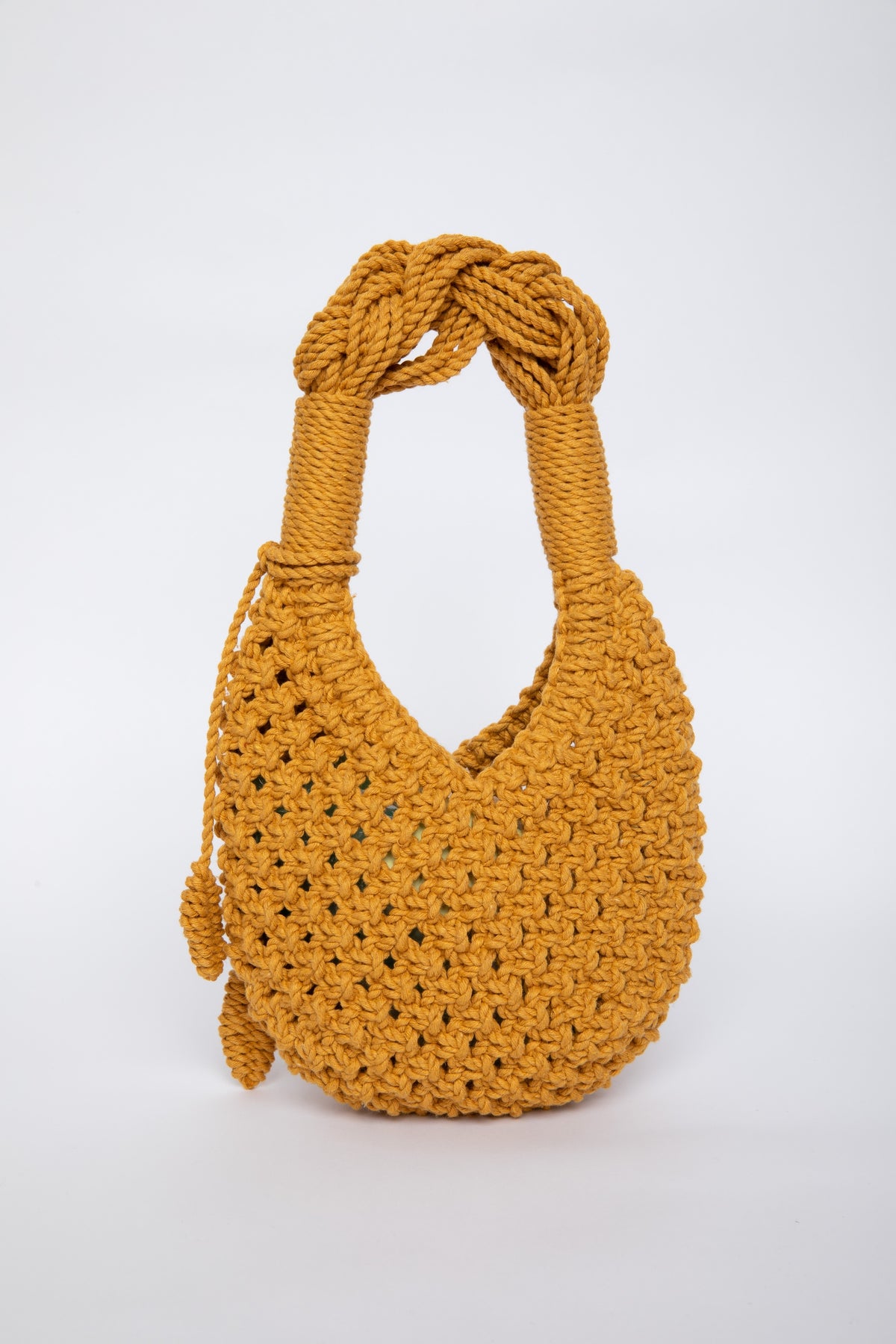 Lunakram Mustard Tassel Knitted Bag