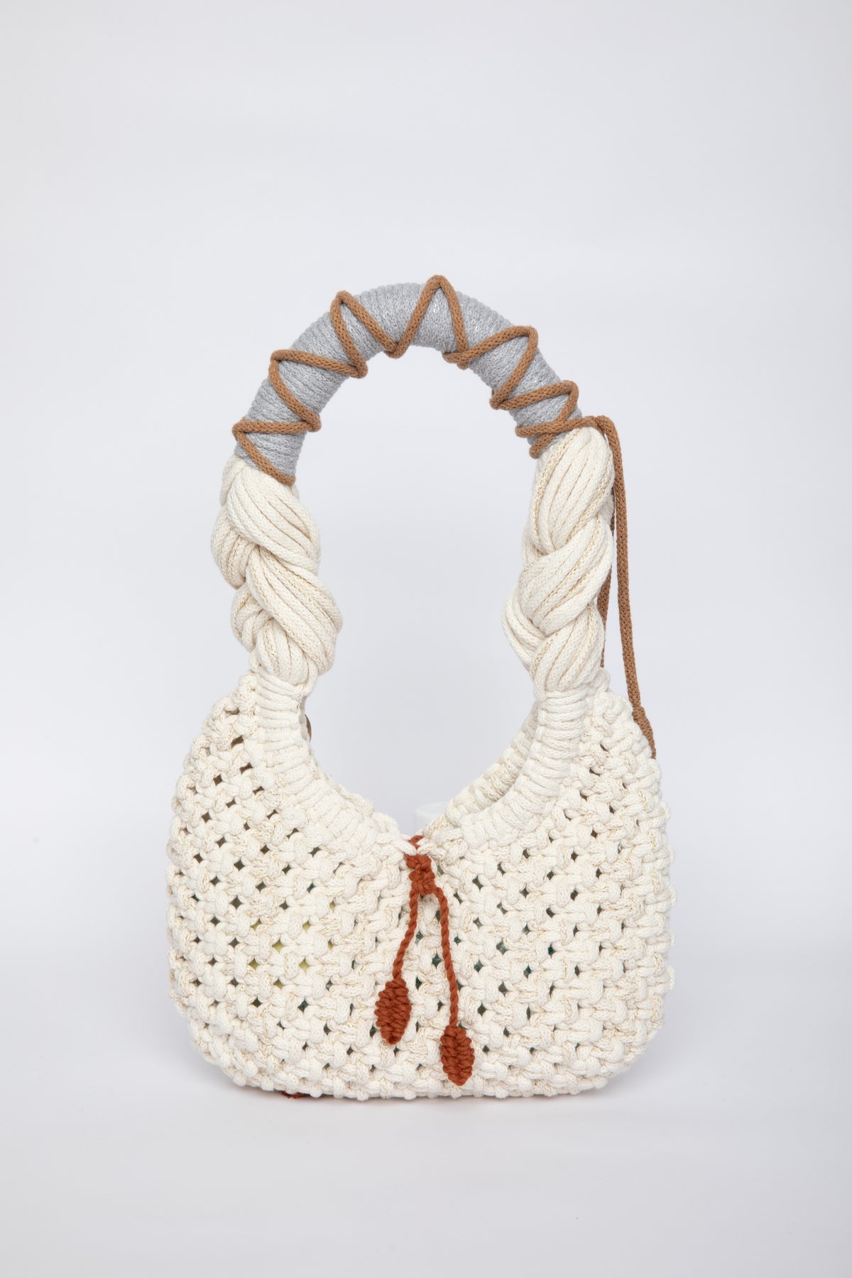Lunakram Gold, Cream & Earth Shades Knitted Bag