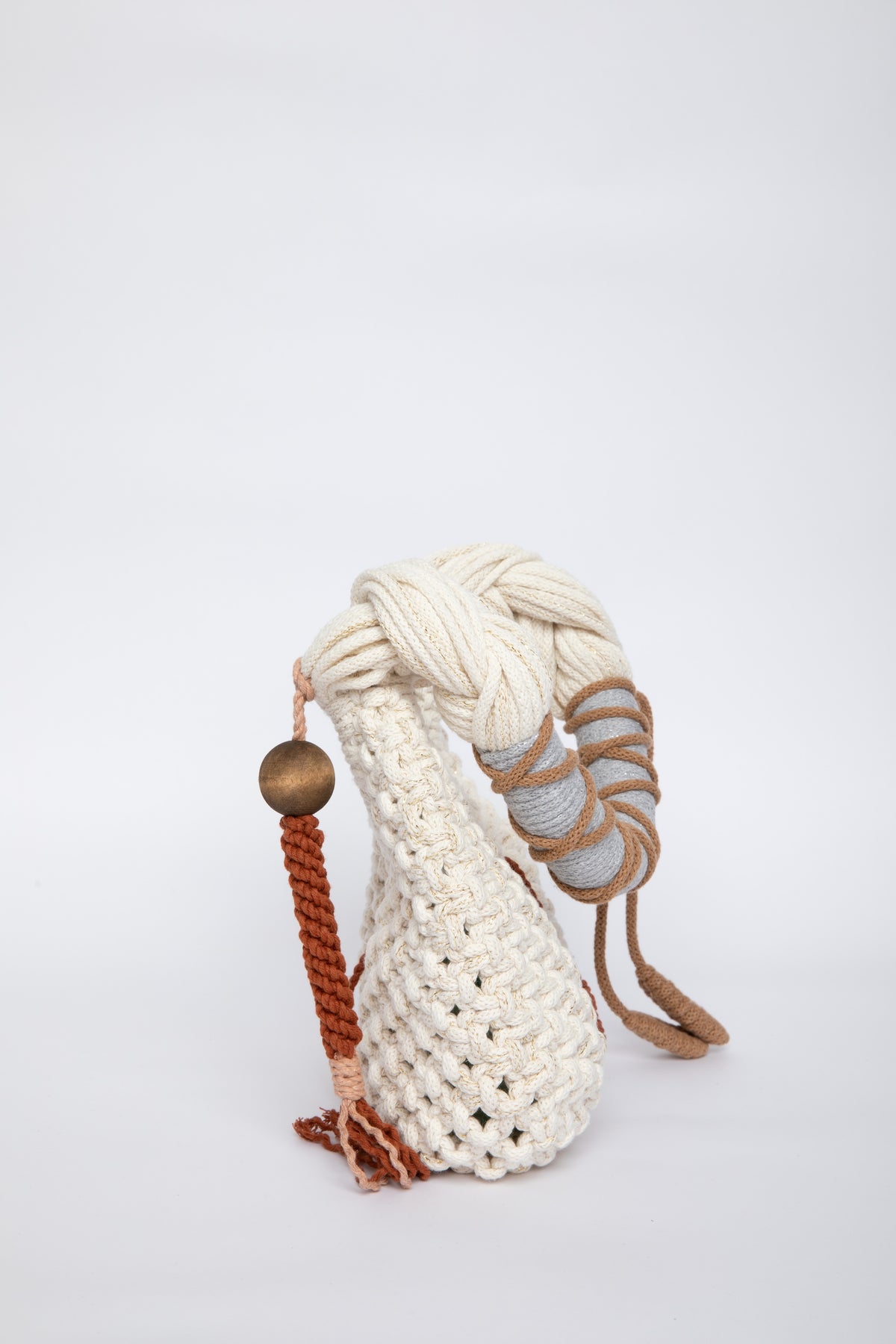 Lunakram Gold, Cream & Earth Shades Knitted Bag