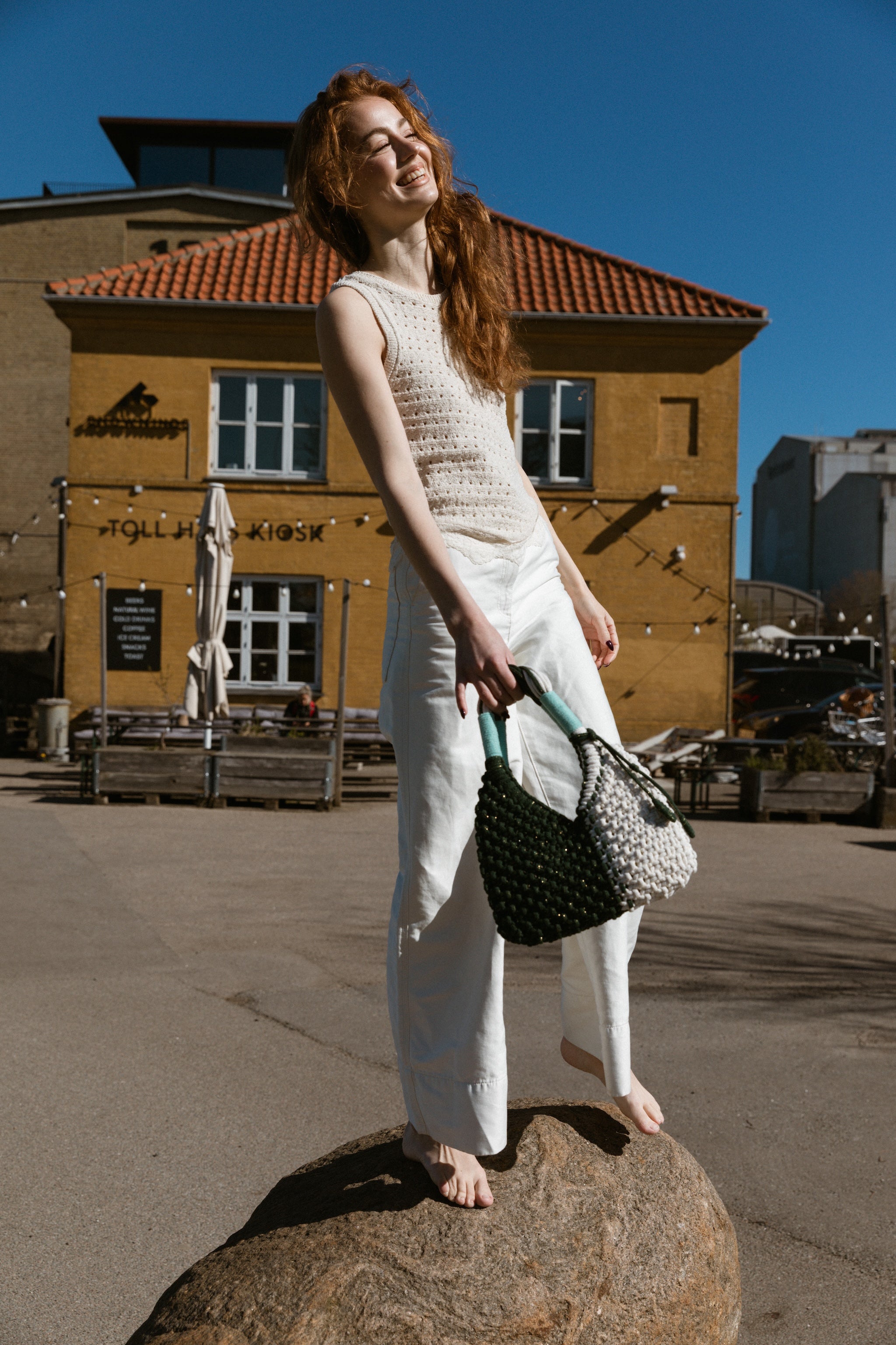 Lunakram Gold Forest & Cream Knitted Bag