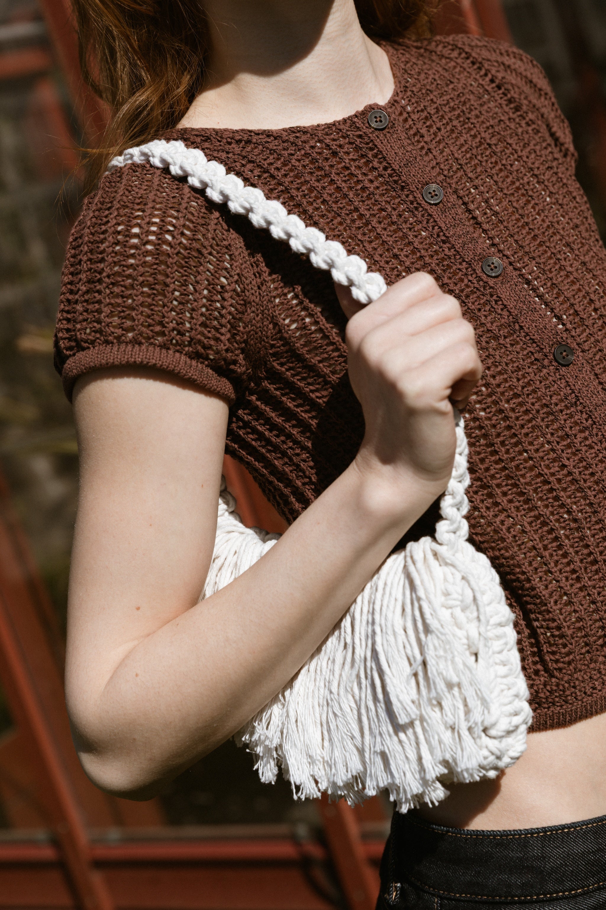 Lunakram White Knitted Bag